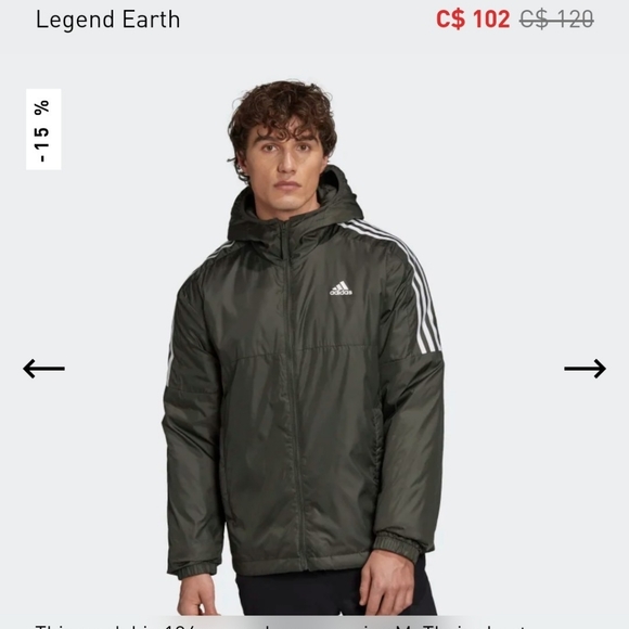 Nwt ADIDAS black legend earth insulated jacket - Picture 2 of 3